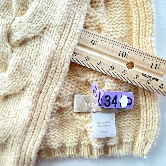 100% Cashmere Scarf Butter Yellow Cable Knit Nordstrom 8.5x62” SOFT - Picture 4 of 4